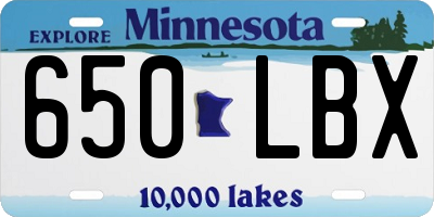 MN license plate 650LBX