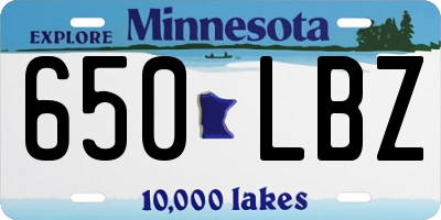 MN license plate 650LBZ