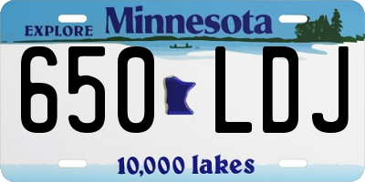 MN license plate 650LDJ