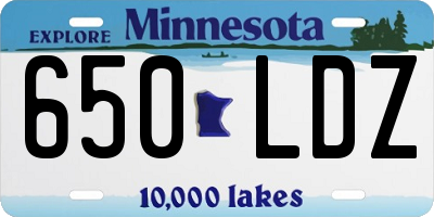 MN license plate 650LDZ