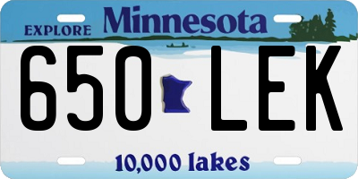 MN license plate 650LEK