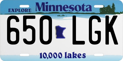 MN license plate 650LGK
