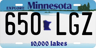 MN license plate 650LGZ
