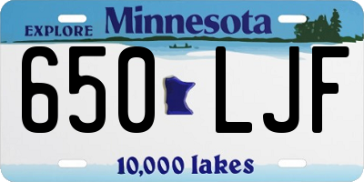MN license plate 650LJF