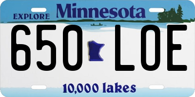 MN license plate 650LOE