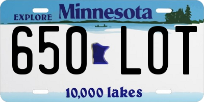 MN license plate 650LOT