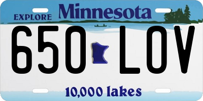 MN license plate 650LOV