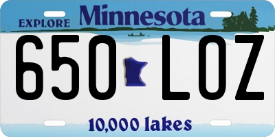 MN license plate 650LOZ