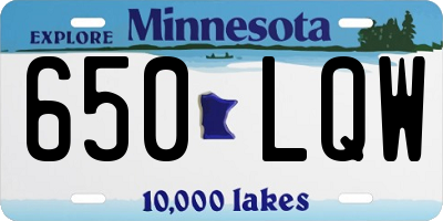 MN license plate 650LQW