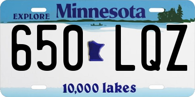 MN license plate 650LQZ