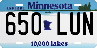 MN license plate 650LUN