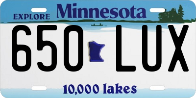 MN license plate 650LUX