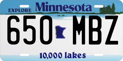 MN license plate 650MBZ