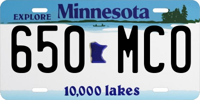 MN license plate 650MCO