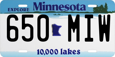 MN license plate 650MIW