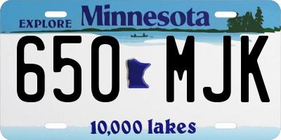 MN license plate 650MJK