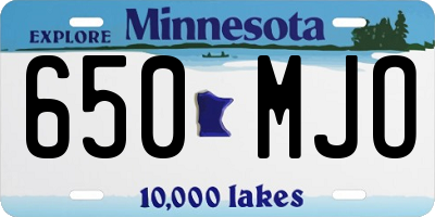 MN license plate 650MJO