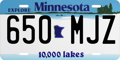 MN license plate 650MJZ