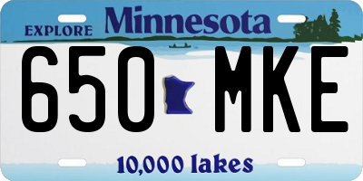 MN license plate 650MKE