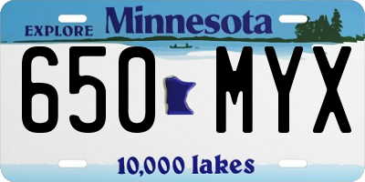 MN license plate 650MYX