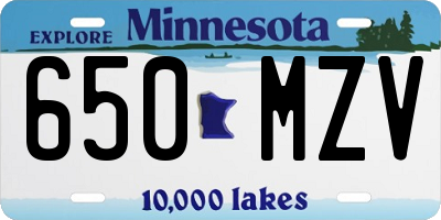 MN license plate 650MZV