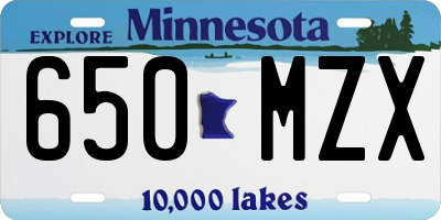 MN license plate 650MZX