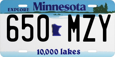 MN license plate 650MZY