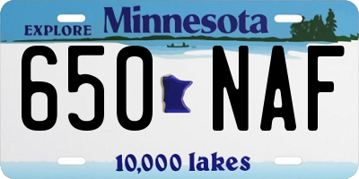 MN license plate 650NAF