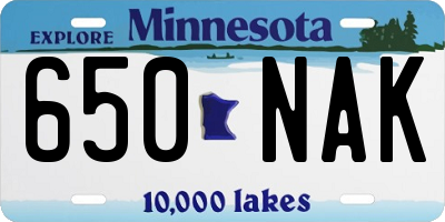 MN license plate 650NAK