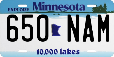 MN license plate 650NAM