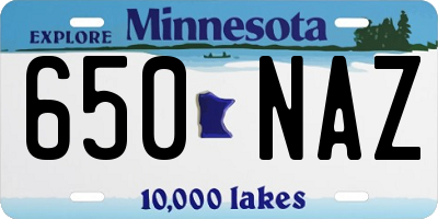 MN license plate 650NAZ