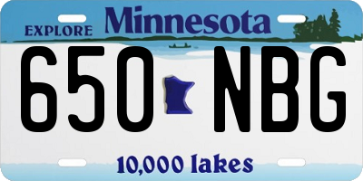 MN license plate 650NBG