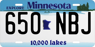 MN license plate 650NBJ