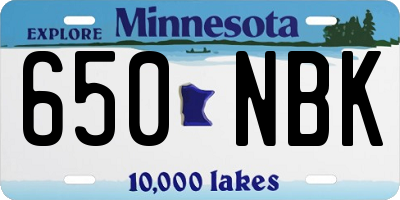 MN license plate 650NBK