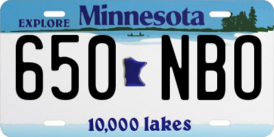 MN license plate 650NBO