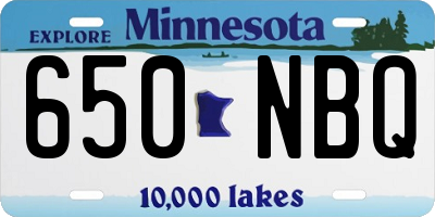 MN license plate 650NBQ