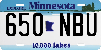 MN license plate 650NBU