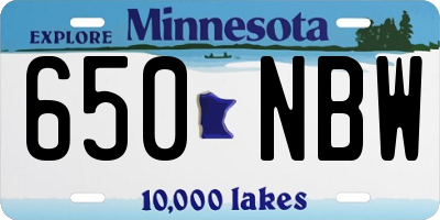 MN license plate 650NBW