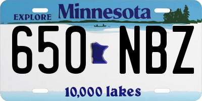 MN license plate 650NBZ