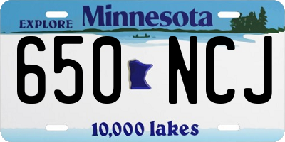 MN license plate 650NCJ