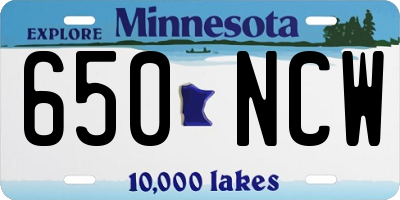 MN license plate 650NCW