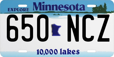 MN license plate 650NCZ