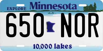MN license plate 650NOR