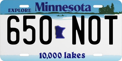 MN license plate 650NOT