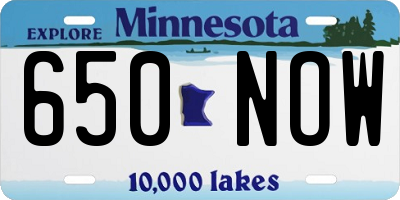MN license plate 650NOW