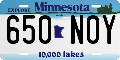 MN license plate 650NOY