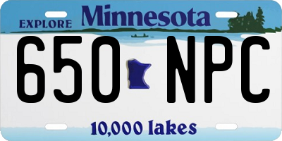 MN license plate 650NPC