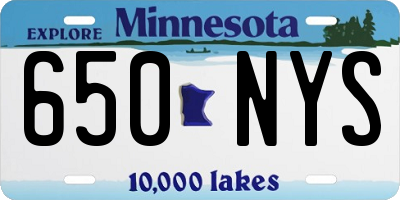 MN license plate 650NYS