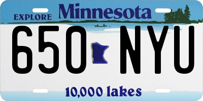 MN license plate 650NYU