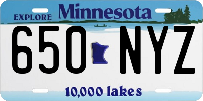 MN license plate 650NYZ